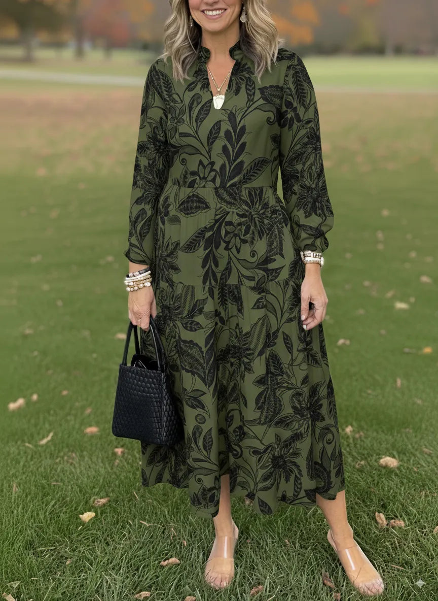 NEW🔥 V Neck Floral Vintage Print Dress