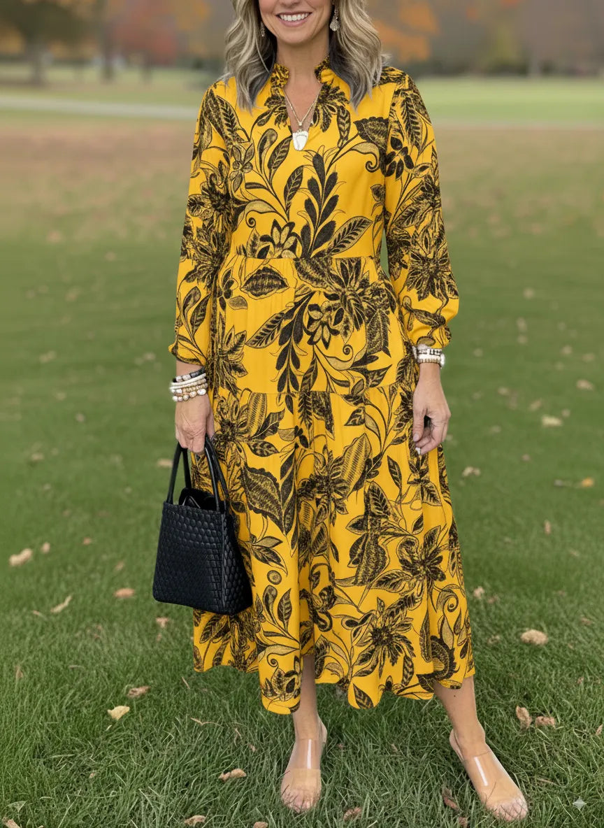 NEW🔥 V Neck Floral Vintage Print Dress