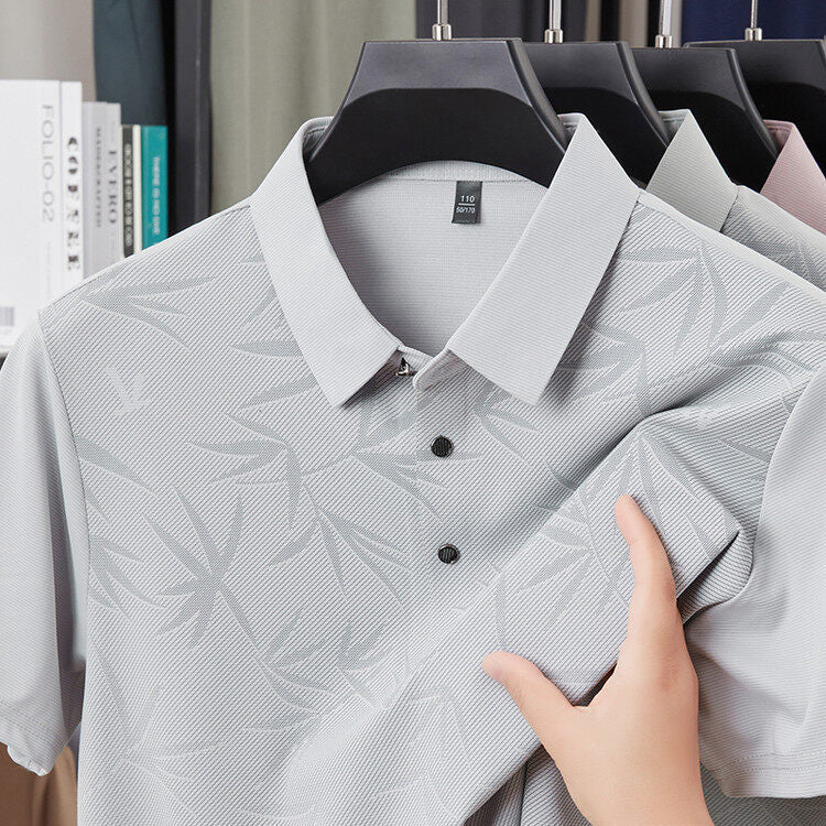 Men's Casual Printed Solid Color Short-Sleeve Polo Shirts (Runs Small | Size Up 1 Size）