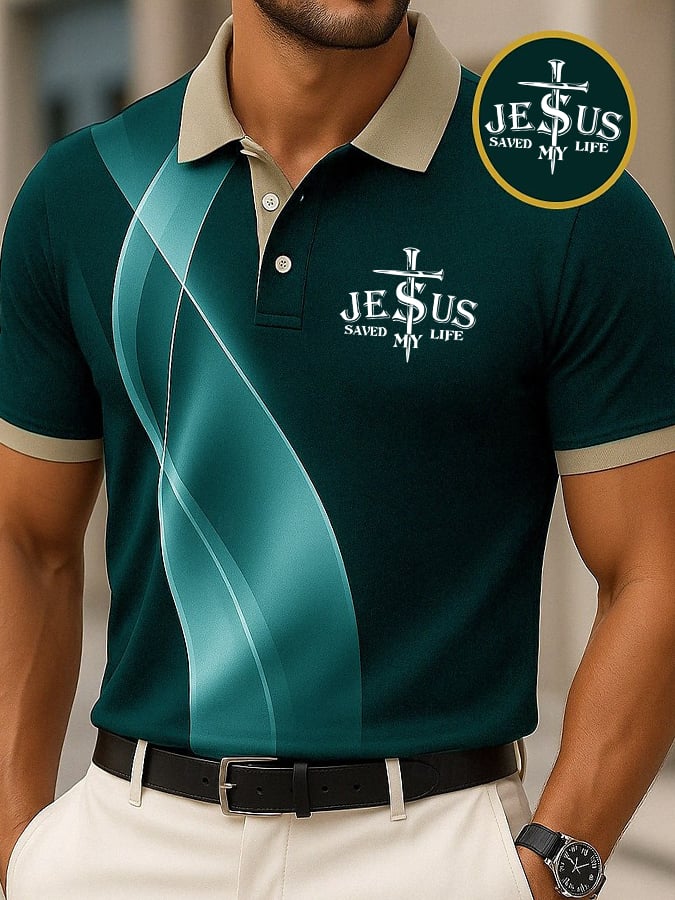 Men's Faith Printed Casual Polo Shirt