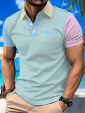 Men'S Casual Colorblock Polo Shirt