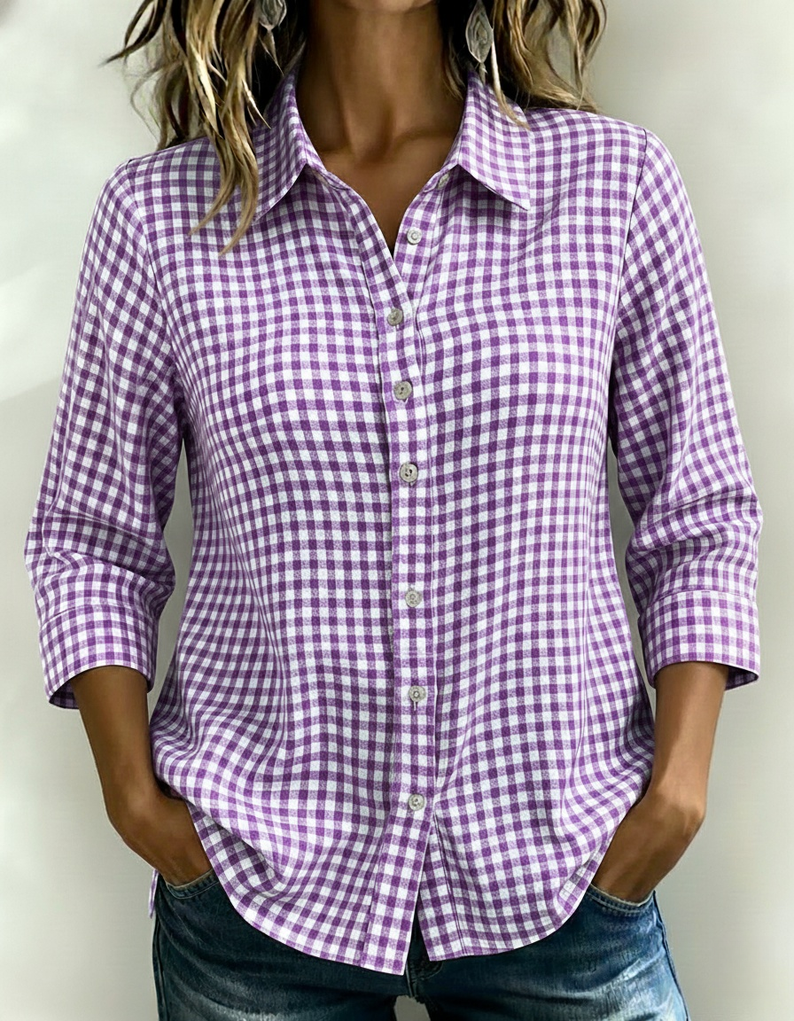 CLEARANCE SALE🔥 Women's Gingham Check Button-Down Shirt