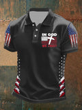 Men's In God We Trust Flag Printed Casual Polo Shirt