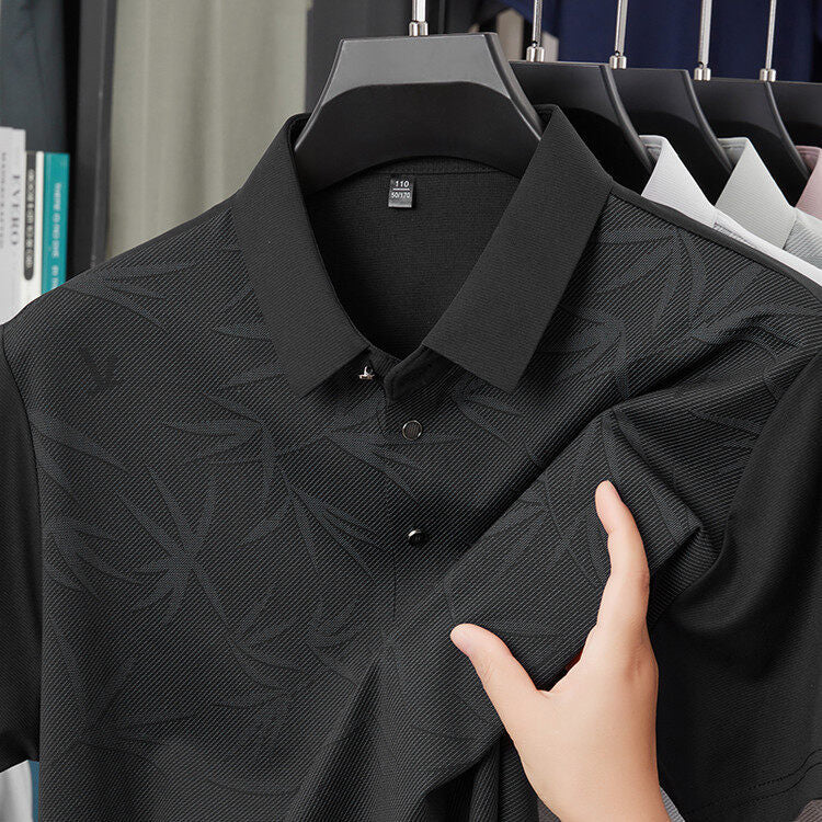 Men's Casual Printed Solid Color Short-Sleeve Polo Shirts (Runs Small | Size Up 1 Size）