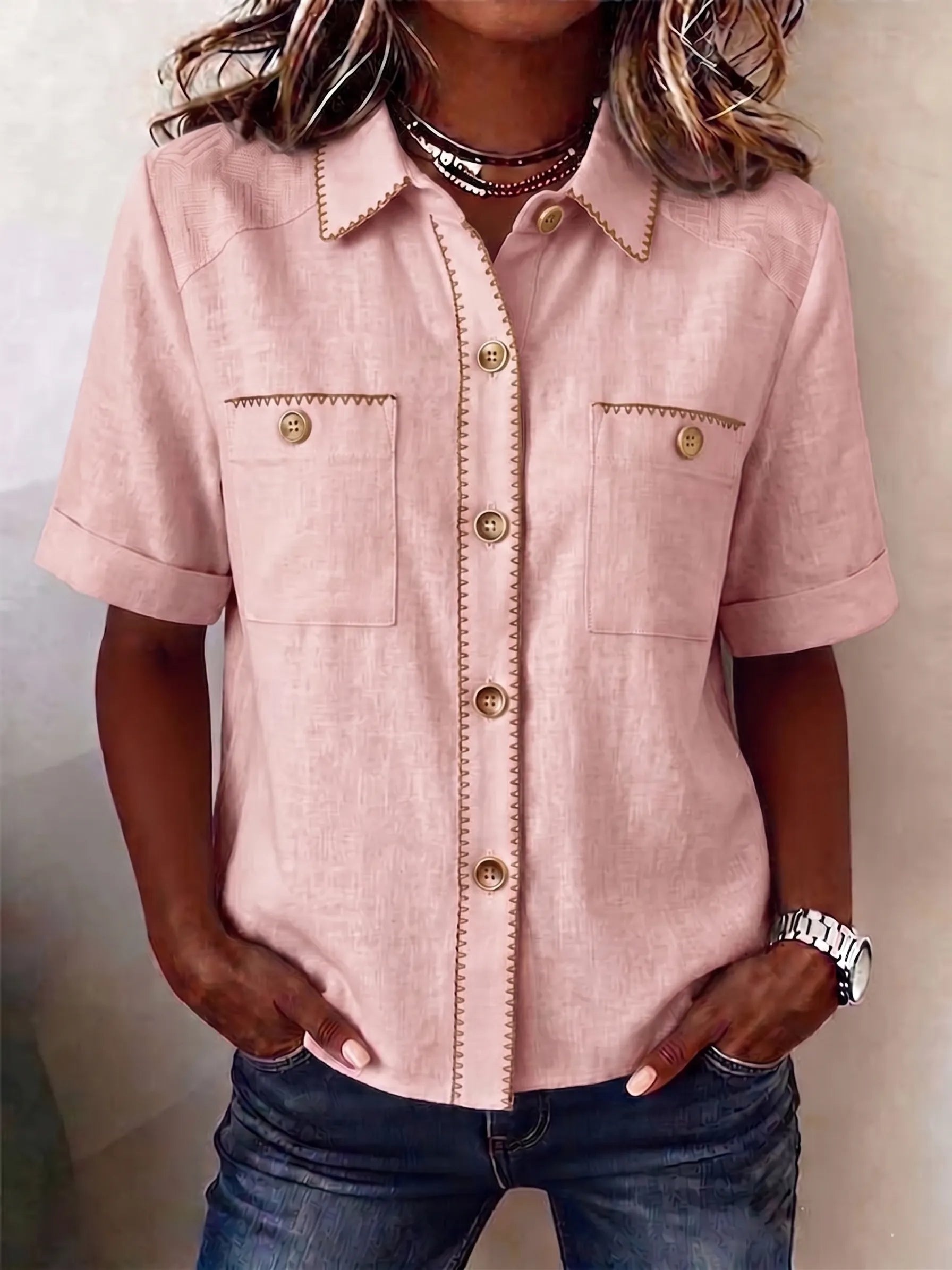 Clearance Sale🔥 Women's Casual Short Sleeve Button-Down Shirt