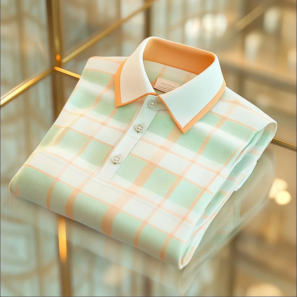 Men's Business Casual Jacquard Button Short Sleeve Polo Shirt A00236876