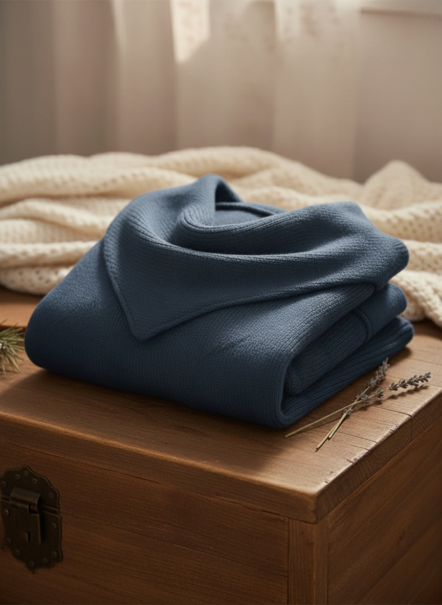 CLEARANCE SALE🔥 Elegant Retro Soft Triangle Neck Solid Color Sweater Top