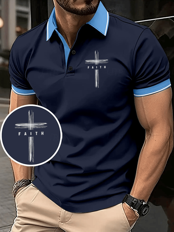 Men's Faith Printed Casual Polo Shirt