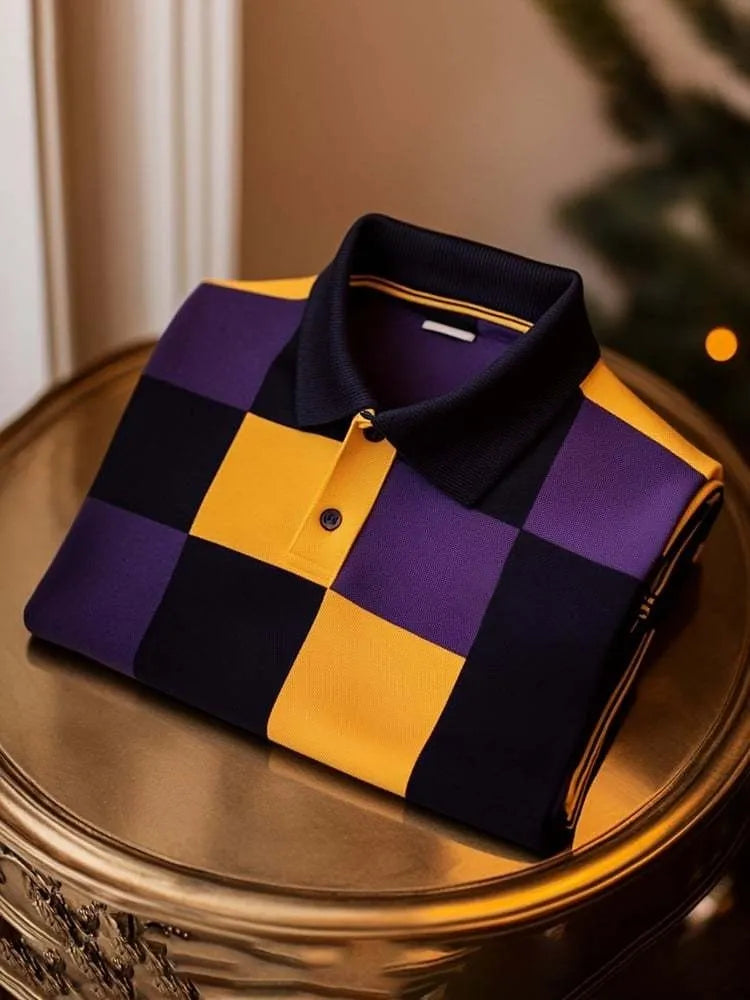 Men's Classic Business Button Short Sleeve Polo Shirt