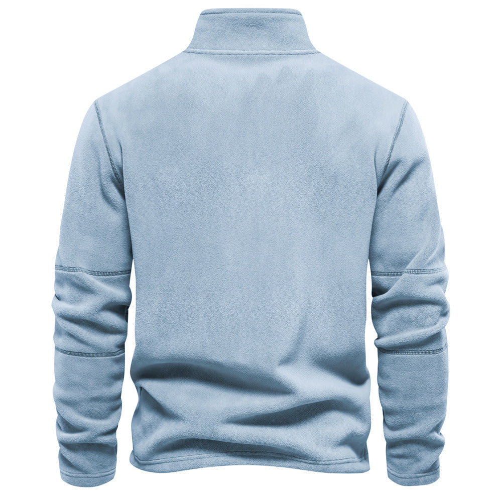 Men's Stand Collar Zip Long Sleeve Polar Fleece Sweatshirt 191597