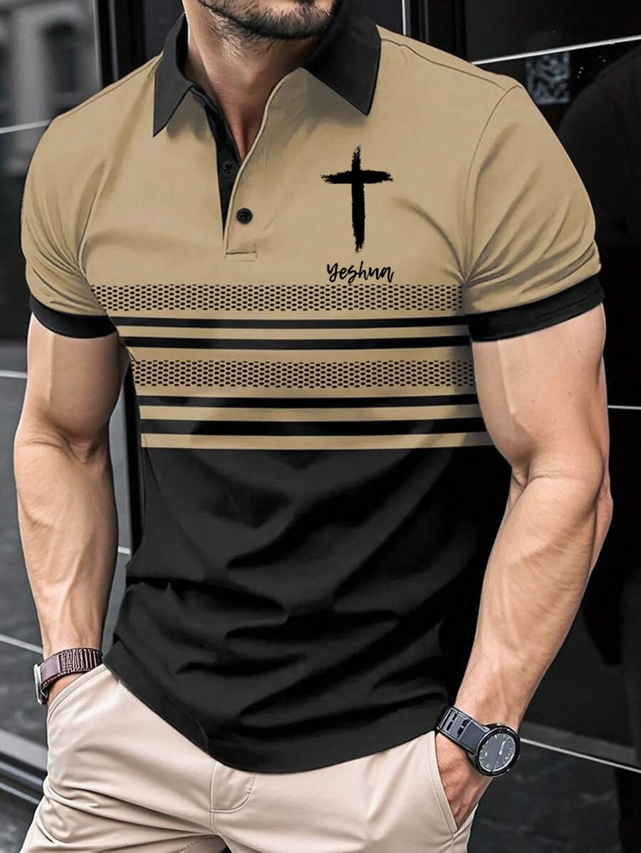 Men's Retro Faith  Casual Printed Polo Shirt
