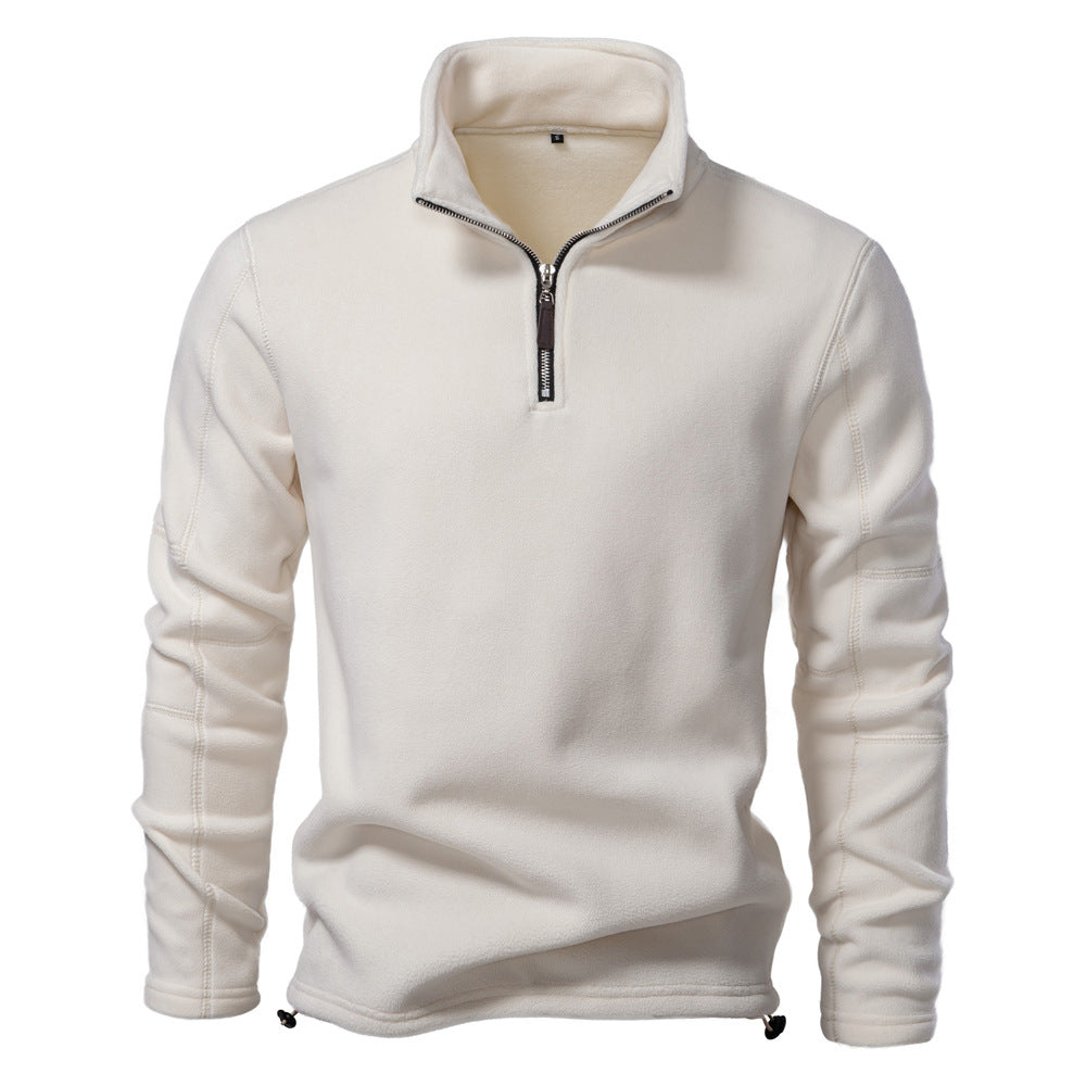 Men's Stand Collar Zip Long Sleeve Polar Fleece Sweatshirt 191597
