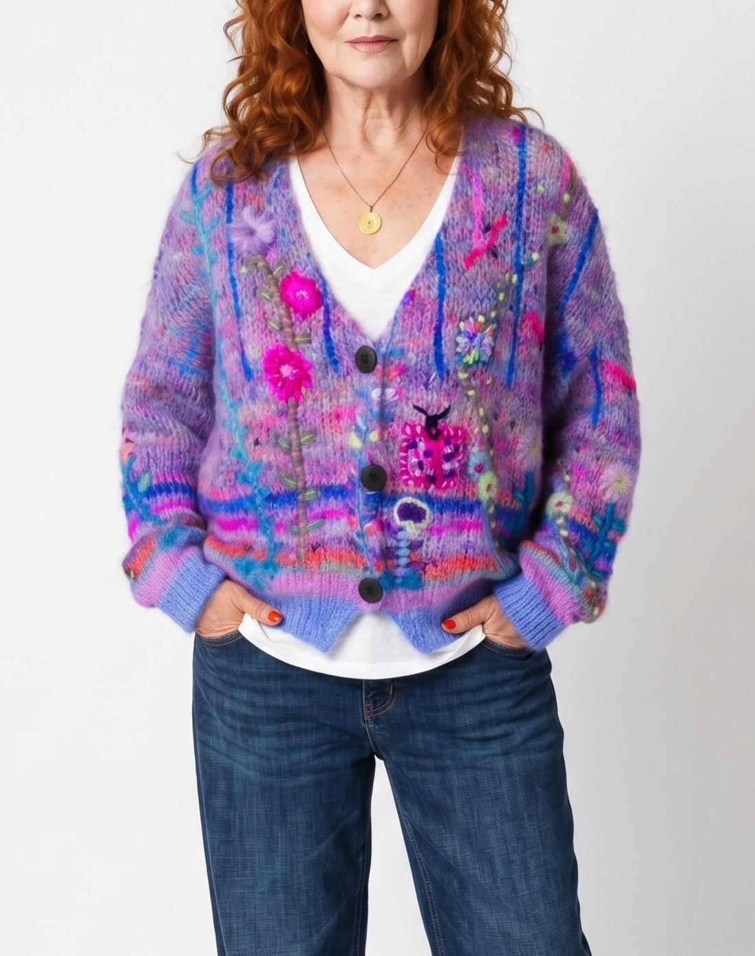 75% OFF-Soft Floral Knit Cardigan