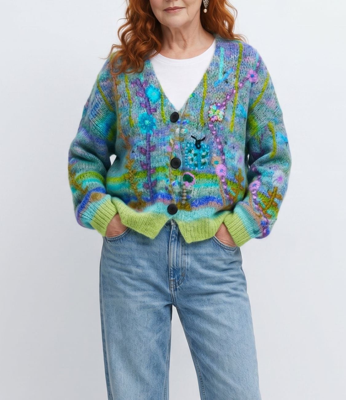 75% OFF-Soft Floral Knit Cardigan