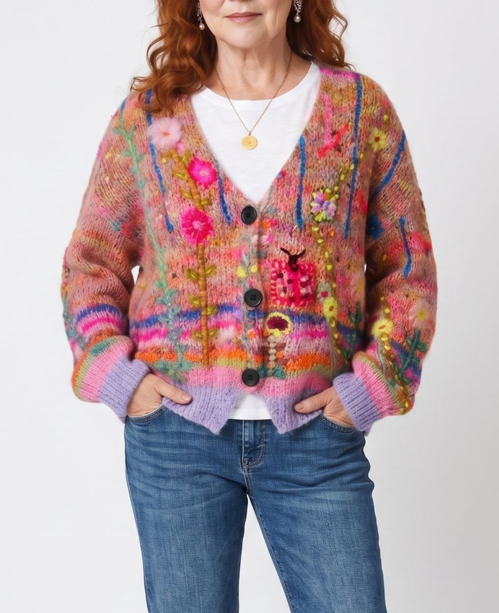 75% OFF-Soft Floral Knit Cardigan