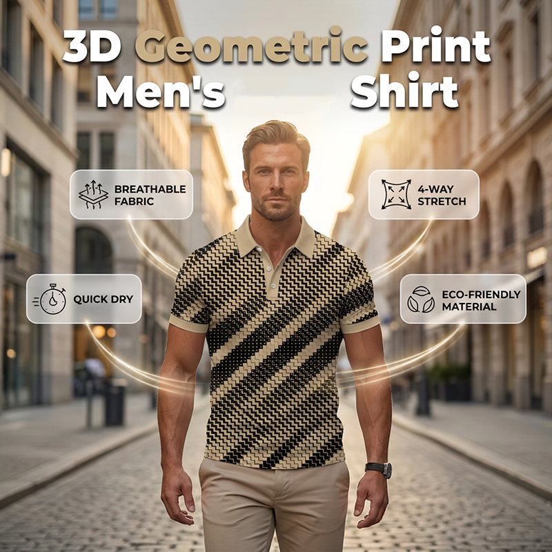 ⏳Time-Limited Special⏰Men's Geometric Print Collared Shirts – Muscle Fit, Breathable, Fade Resistant ✨ LF20444677KAQ