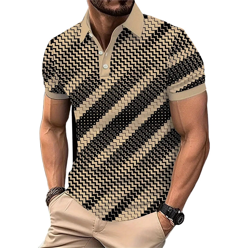 ⏳Time-Limited Special⏰Men's Geometric Print Collared Shirts – Muscle Fit, Breathable, Fade Resistant ✨ LF20444677KAQ