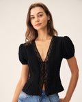 Summer Style🌸Jacquard Lace Button Blouse